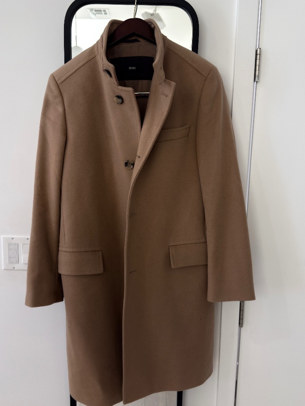 Hugo Boss Men's Camel Wool Blend Overcoat